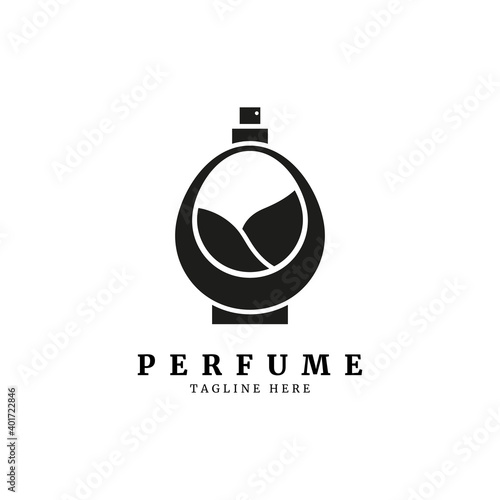 A classical bottle of perfume logo.floral design concept.
