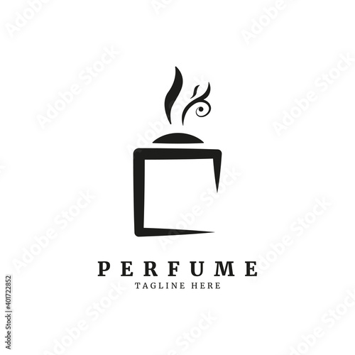 A classical bottle of perfume logo.floral design concept.