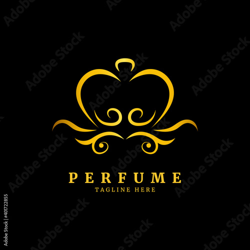 A classical bottle of perfume logo.floral design concept.