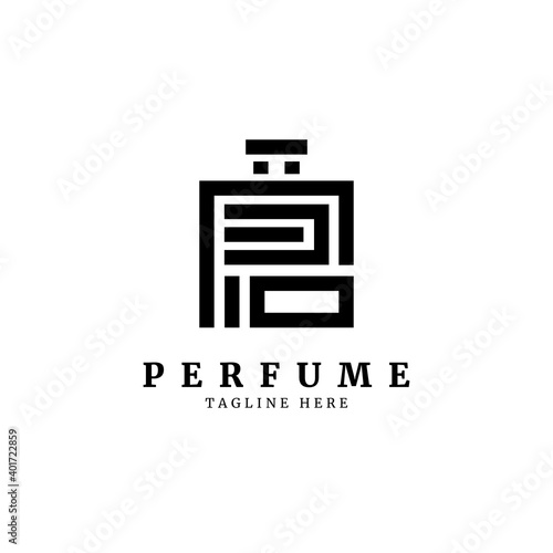 A classical bottle of perfume logo.floral design concept.
