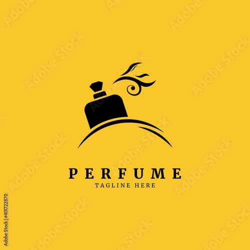 A classical bottle of perfume logo.floral design concept.