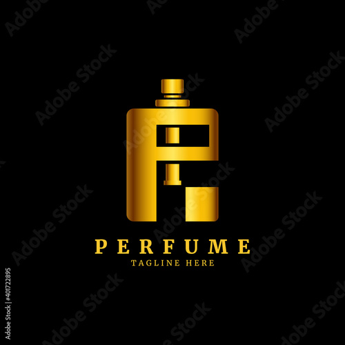 Intial R letter with perfume abstract Logo . Luxury perfume R logo design concept