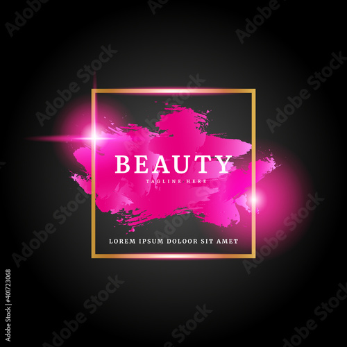 Beauty badge, fashion logo background template. An elegant logo for beauty, fashion and hairstyle related business