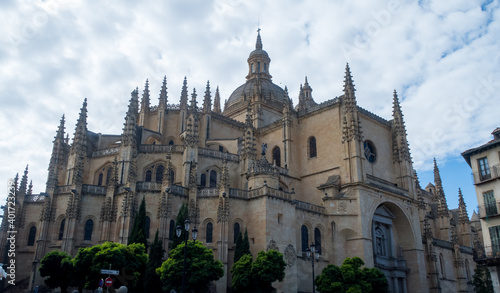 A beautiful shot of the Segovia Cathedral, Gothic-style Roman Catholic cathedral in Spain