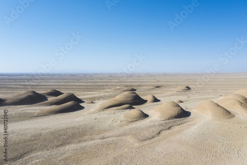 aerial view of wind erosion physiognomy landscape in qinghai