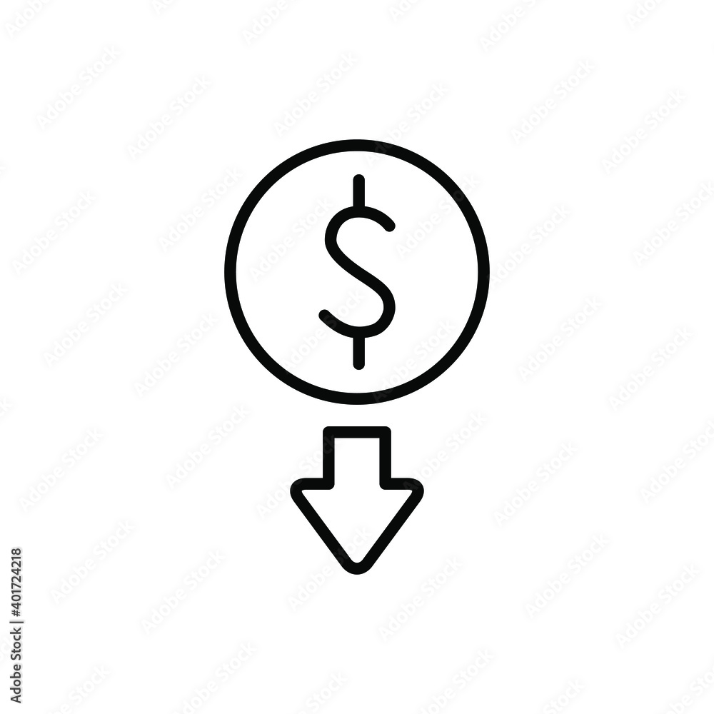 Money coin with download arrow icon Money coin with download arrow icon