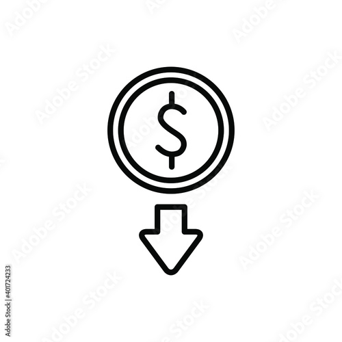 Money coin with download arrow icon