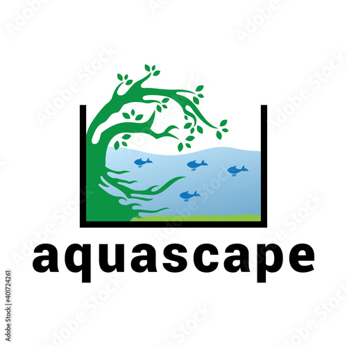 Aquascape logo icon vector template.