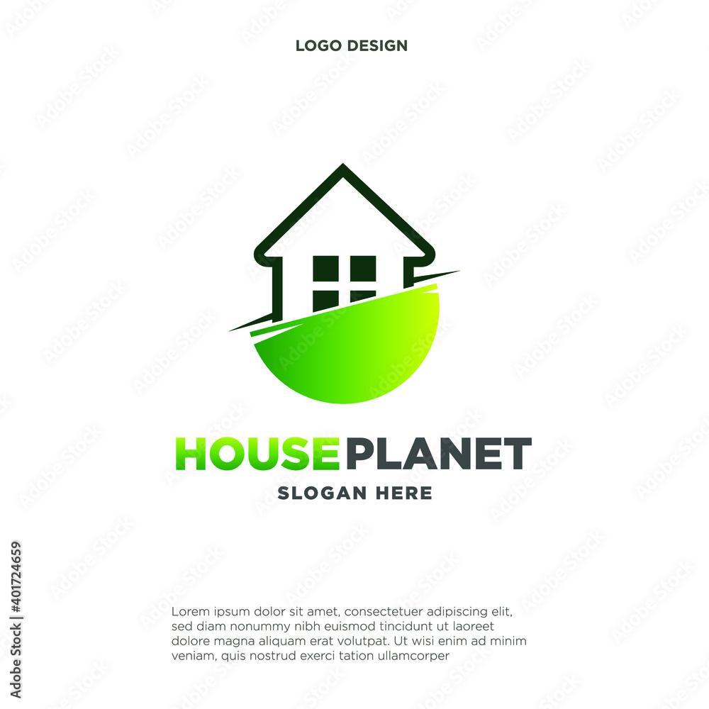 House Planet logo designs concept vector, Nature Home logo symbol, Home logo icon