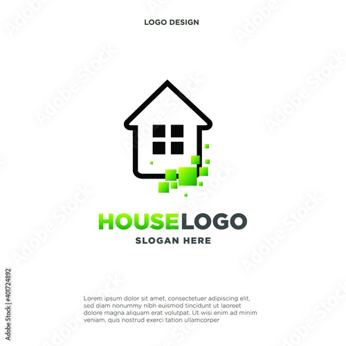 Pixel House logo designs concept vector, Nature Home logo symbol, Home logo icon