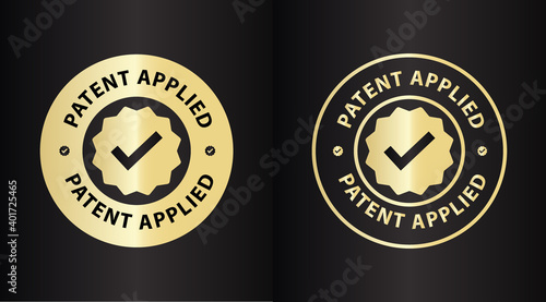 patent applied vector icon, golden elegant icon