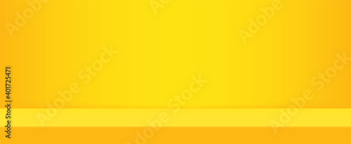 Empty modern vivid yellow studio background for copy space display product of present content advertising banner product design mockup