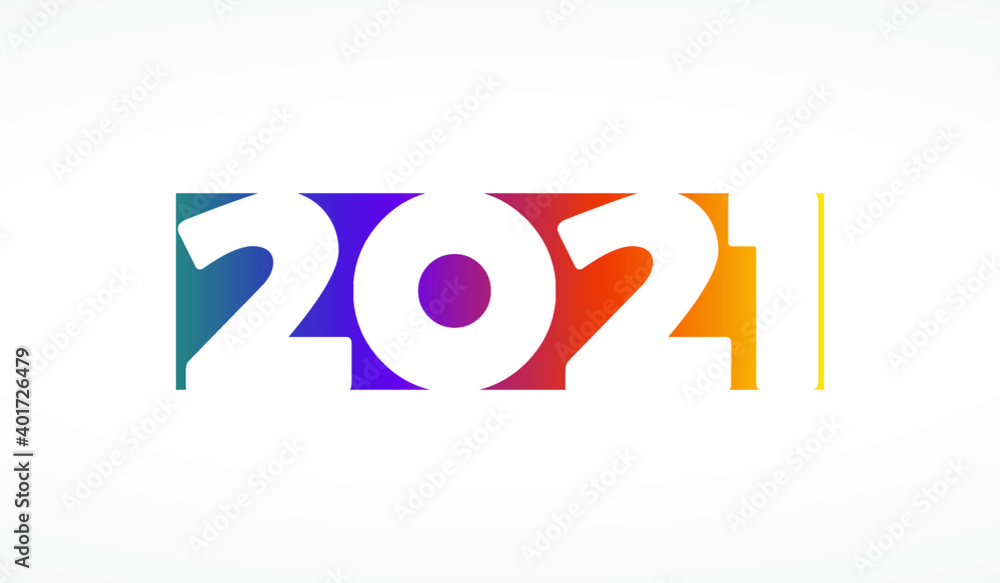 2021 New Year colored numbers design. Vector graphic. white background