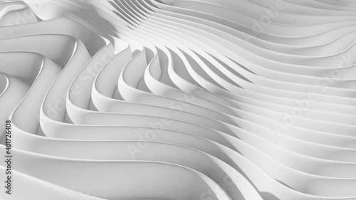 3D animation of white cloth. The cloth moves like sea waves.