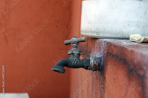 Close up picture of old rusty tap