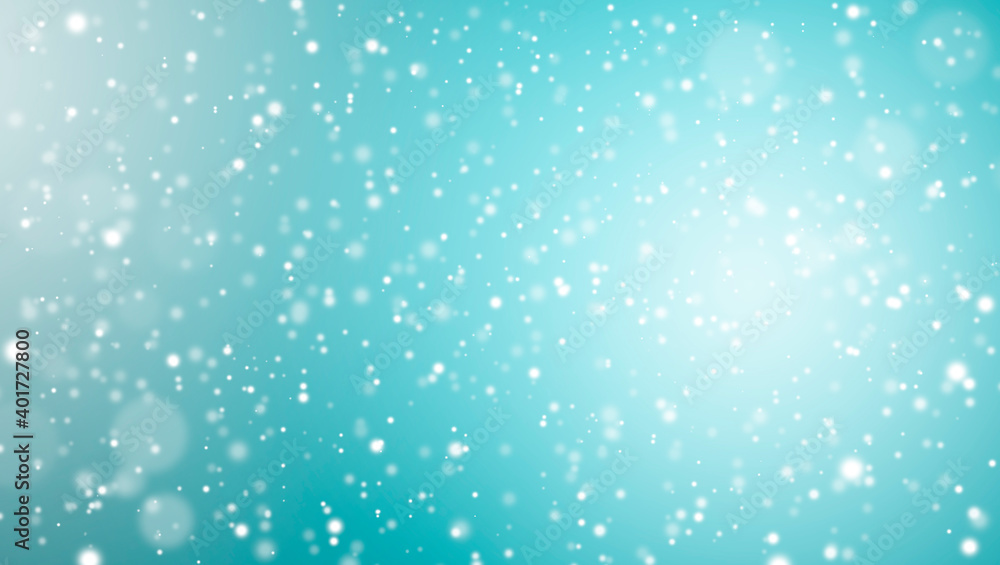 White lights bokeh, Defocus glitter blur on soft blue texture background. copy space. illustration. Bokeh christmas blurred beautiful shiny.
