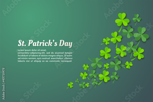 St patrick s day background with soft green leaves.