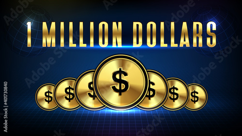 abstract background of stock market 1 million dollars and golden dollar coin