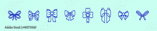 set of hair ribbon cartoon icon design template with various models. vector illustration isolated on blue background