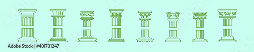 set of roman pillar cartoon icon design template with various models. vector illustration isolated on blue background