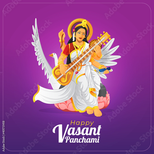 Beautiful Vasant Panchami Greeting card