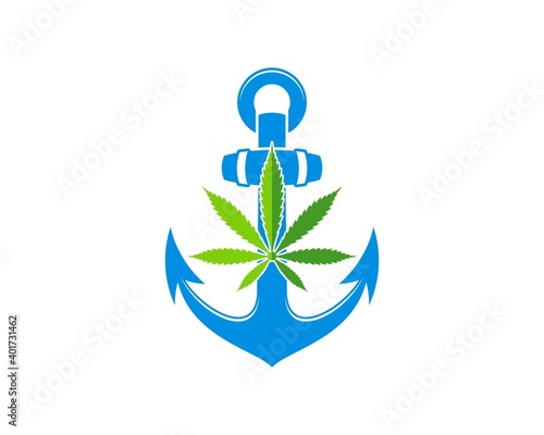 Nautical anchor with cannabis leaf inside