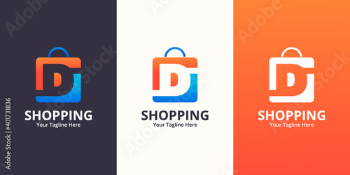 Initial  D Shop Logo designs Template. Illustration vector graphic of  letter and shop bag combination logo design concept. Perfect for Ecommerce,sale, discount or store web element. Company emblem