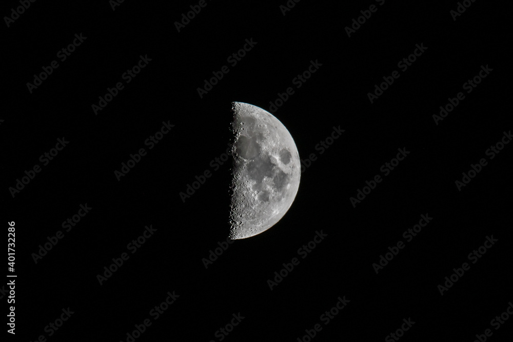 Photo of a half moon taken from Omaha Nebraska, USA Photo of a half moon taken from Omaha Nebraska, USA