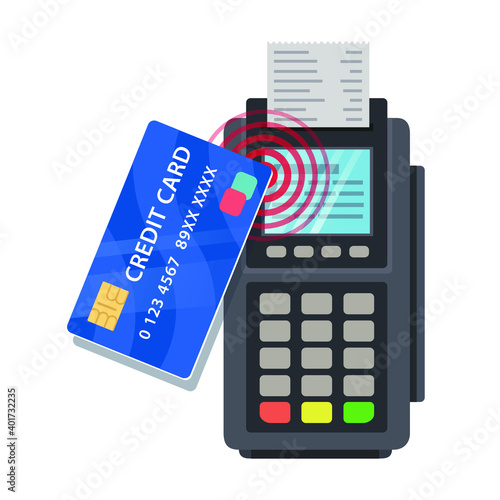 EDC Machine payment and swipe credit card vector illustration.