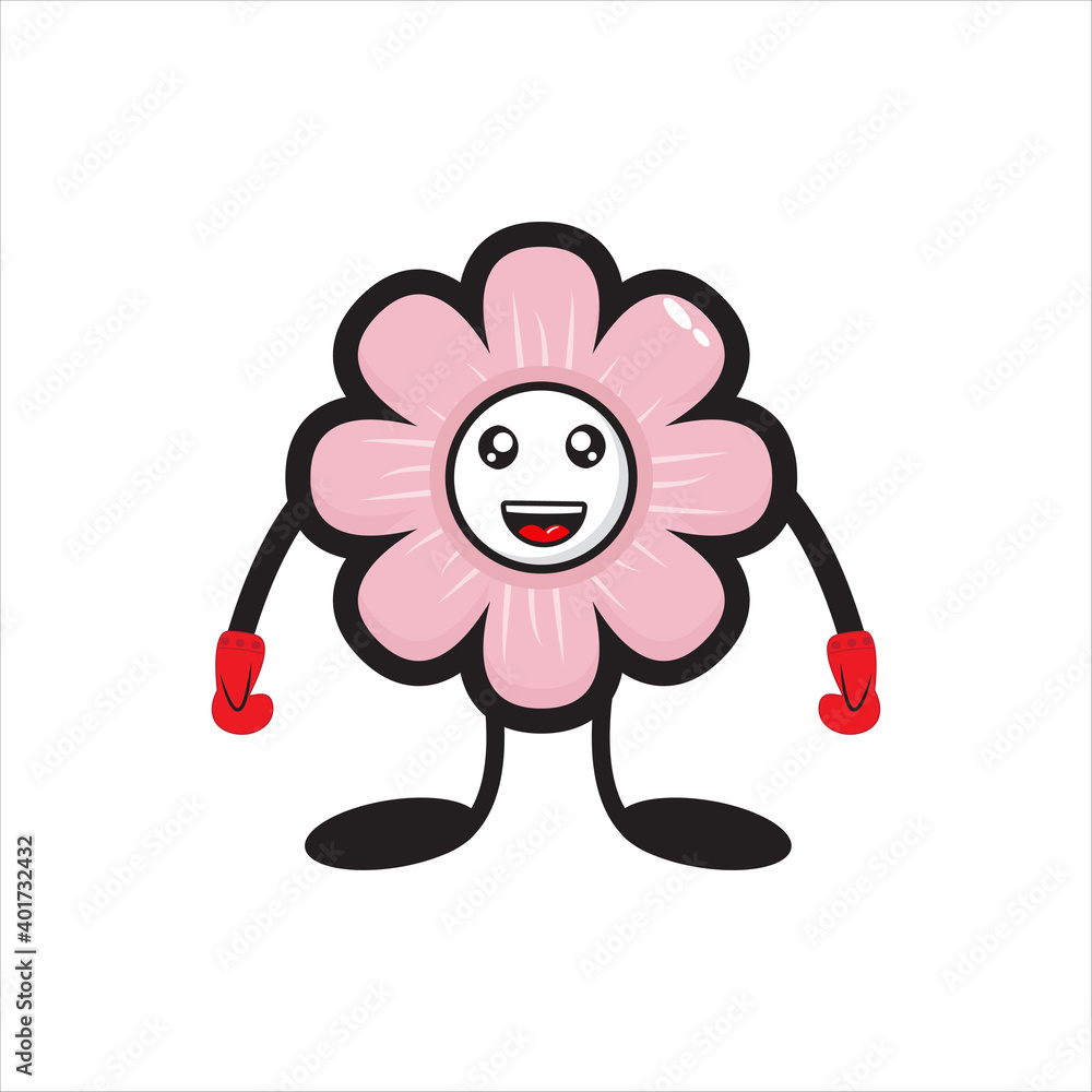 cute cherry blossom mascot in flat design 