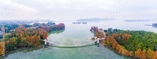 Hubei Wuhan East Lake Scenic Area Late Autumn Aerial Photography Scenery photo
