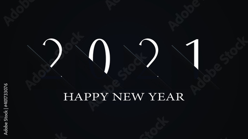 Happy 2021 new year. Numbers 2021 Design with Creative Paper Cut. On white. Isolated on blue background