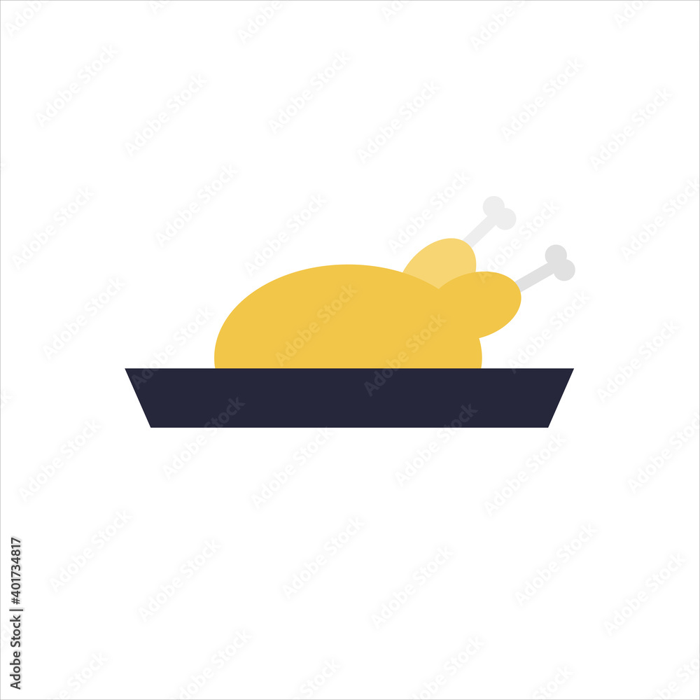 chicken on a dish for eating. vector chicken on a dish for eating. vector