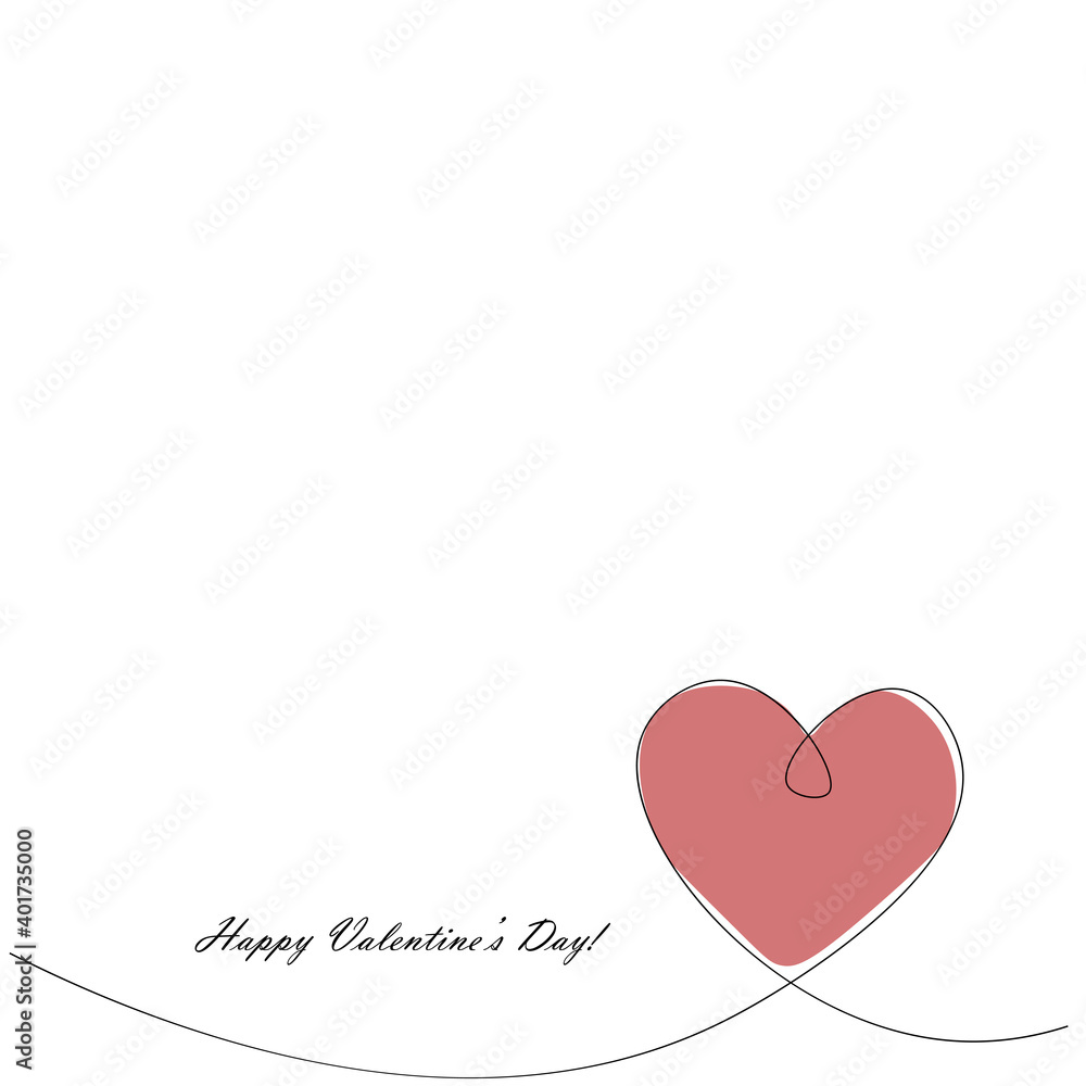 Happy Valentines day card with heart, vector illustration