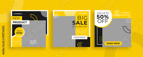 Set of editable templates for Instagram post, Facebook square frame, social media, sale, advertisement, and business promotion, fresh color and minimalist vector (2/3)