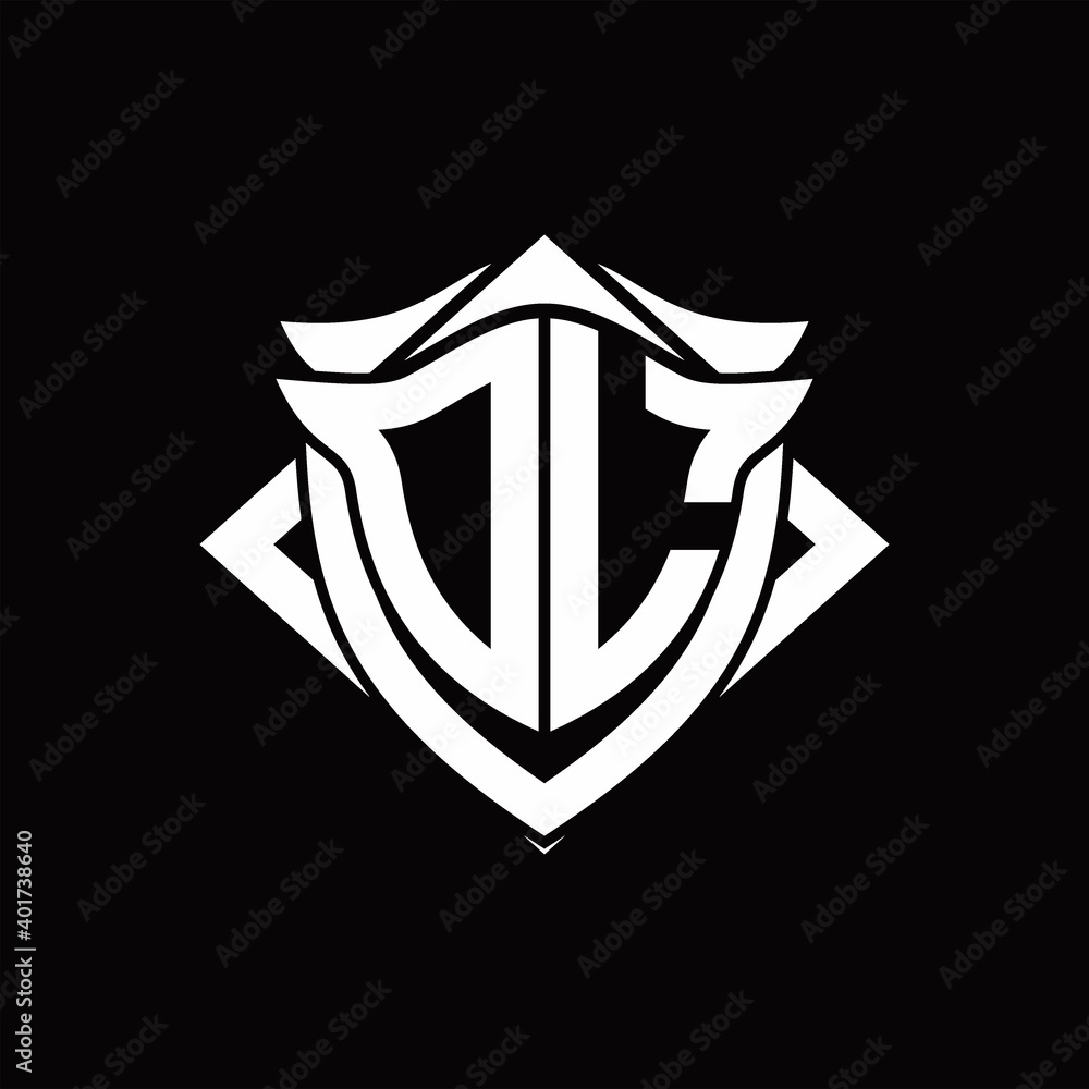 DL Logo monogram with shield and horn shape design template Stock ...