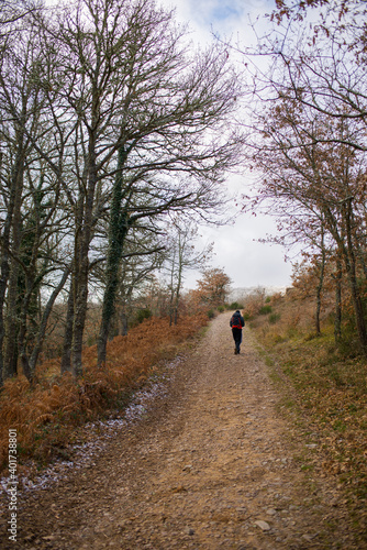 Vifranca Montes de Oca, Spain, January 10, 2019: Scenes from the Camino de Santiago as it passes through Montes de Oca, province of Burgos, Spain