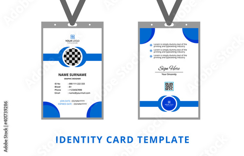 Creative Clean and Modern Employee Identity Card Design Template, Corporate professional  staff or employee identification template 