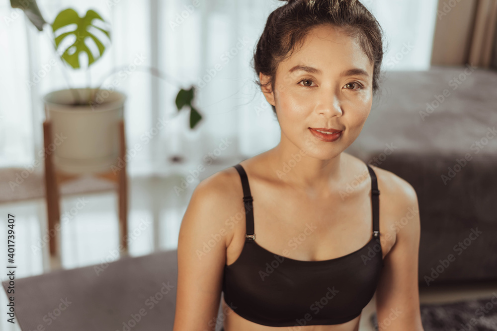 Workout at home concept .Young woman in sportwear at home. Workout at home concept .Young woman in sportwear at home.