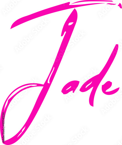 Brush Calligraphy Typescript Jade Female Name in Pink Color
