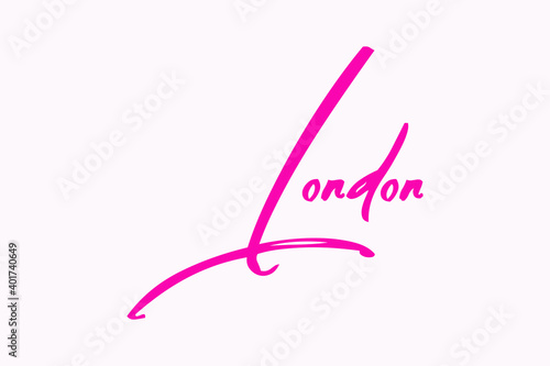 Brush Calligraphy Typescript Female Name "London " in Pink Color