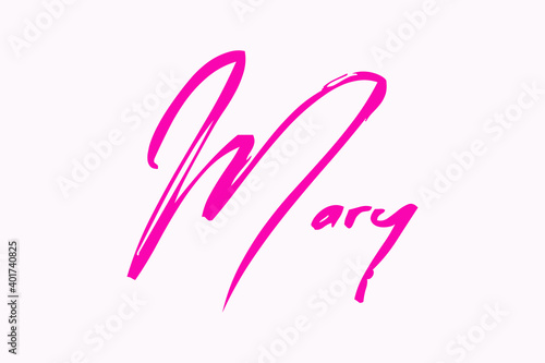 Brush Calligraphy Typescript Female Name " Mary" in Pink Color