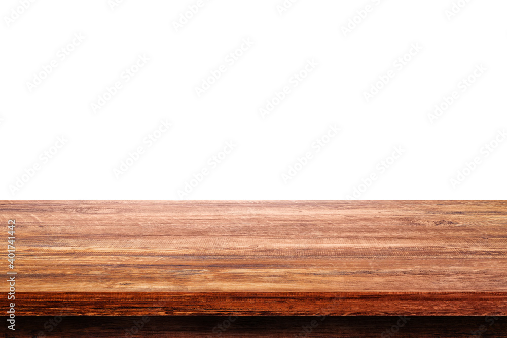 Empty space wooden table top isolated on white background. Empty space wooden table top isolated on white background.