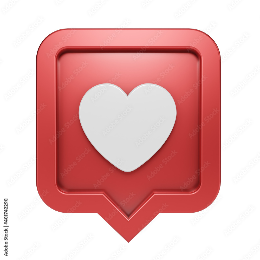 Set Like heart icon on a red pin isolated on white background. 3D render. Set Like heart icon on a red pin isolated on white background. 3D render.