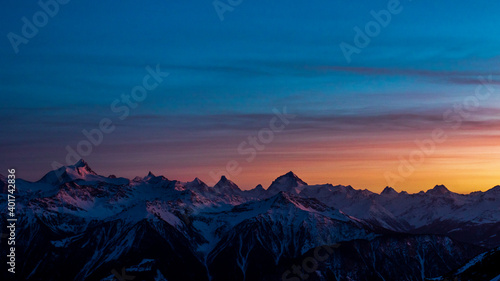 Abendstimmung, Leukerbad, Walliser Alpen, Schweiz © Rolf Müller