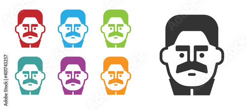 Black Portrait of Joseph Stalin icon isolated on white background. Set icons colorful. Vector.