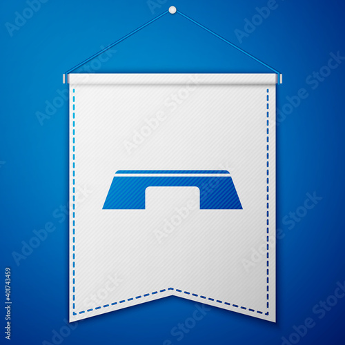 Blue Step platform icon isolated on blue background. White pennant template. Vector.