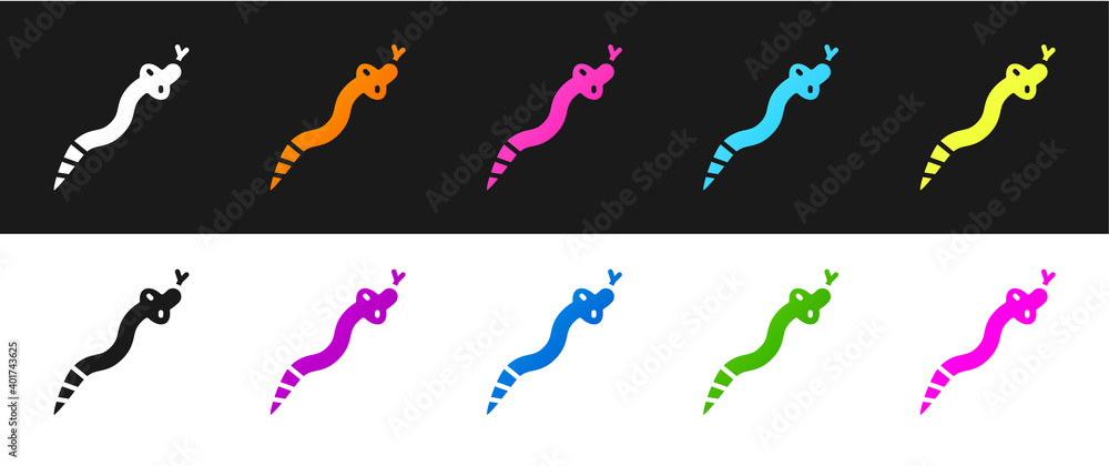 Set Snake icon isolated on black and white background. Vector. Set Snake icon isolated on black and white background. Vector.