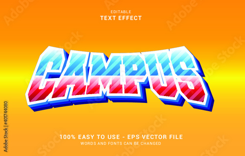 editable text effect, campus style