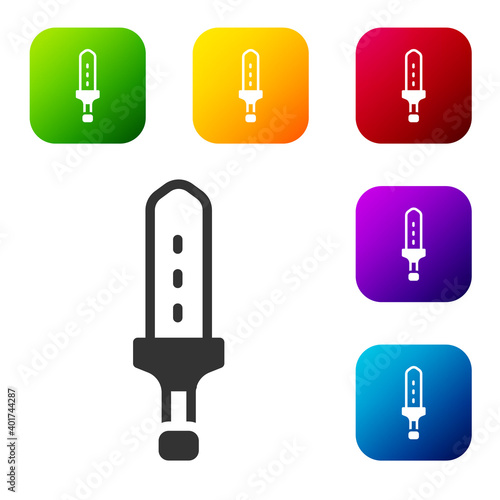 Black Medieval sword icon isolated on white background. Medieval weapon. Set icons in color square buttons. Vector.